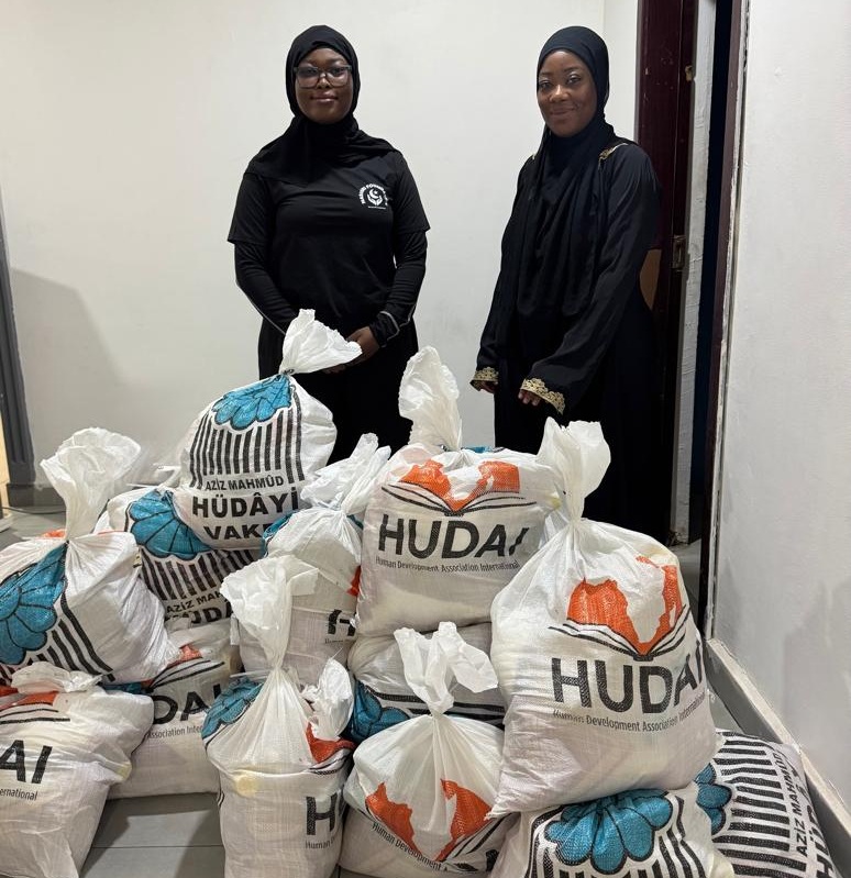 Food supplies donated by Hudai Foundation including rice, oil, spaghetti Food supplies donated by Hudai Foundation including rice, oil, spaghetti